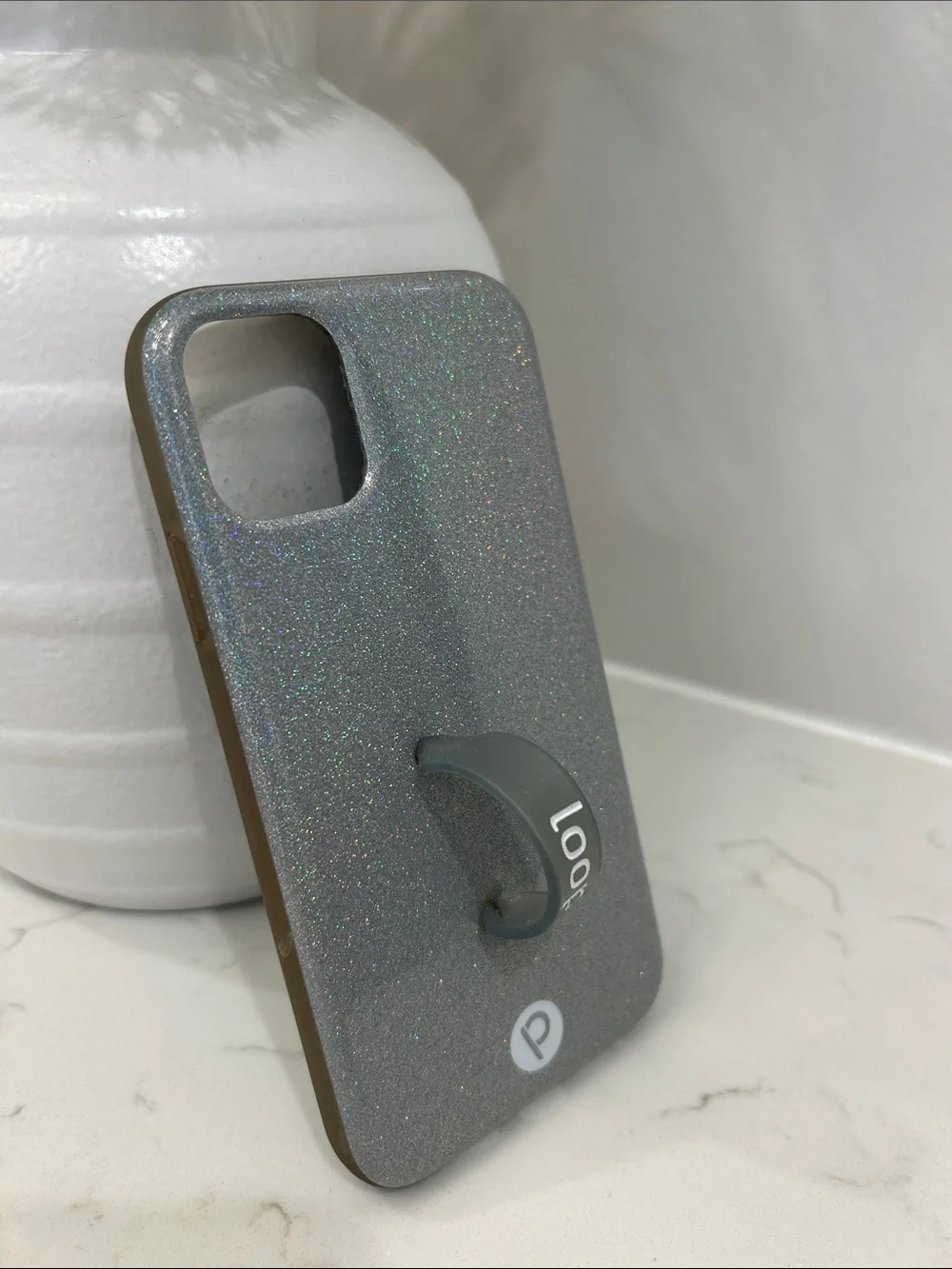 Loopy Case Holographic Silver Glitter Phone Case with Built-In Loop